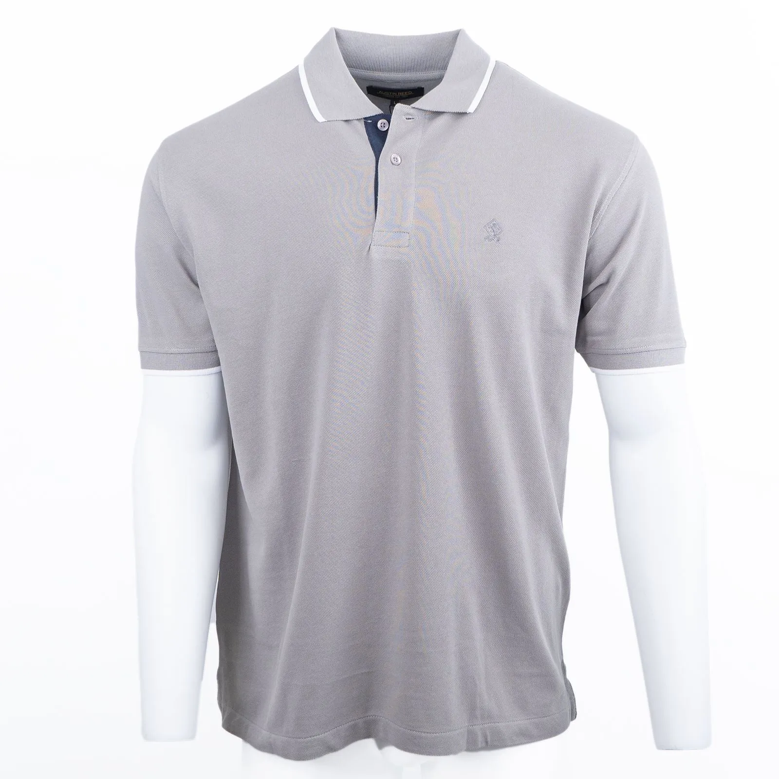Austin Reed Men Cotton Light Grey Cotton Pique Polo Shirts Short Sleeve Casual Jersey Tops