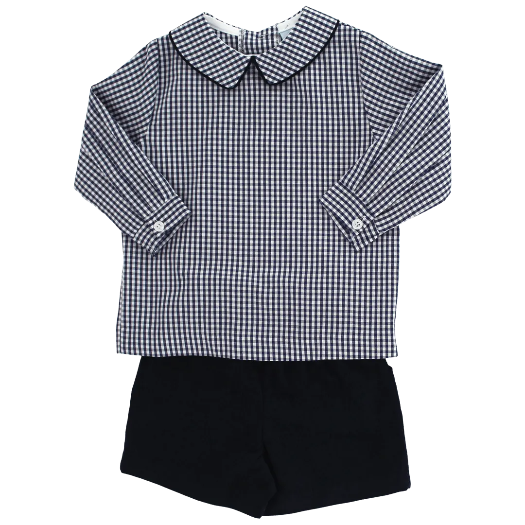 Bailey Boys Navy Check Boys Piped Shirt