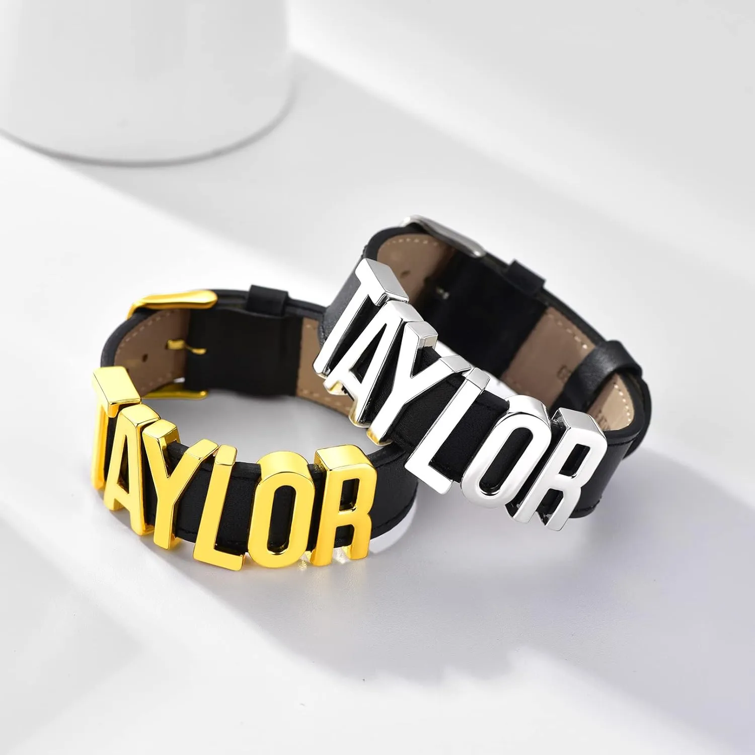 Bandmax Personalized Leather Choker Collar with Letters Custom Alphabet Black Leather Choker Necklace Cosplay Punk Cute Customized Chokers