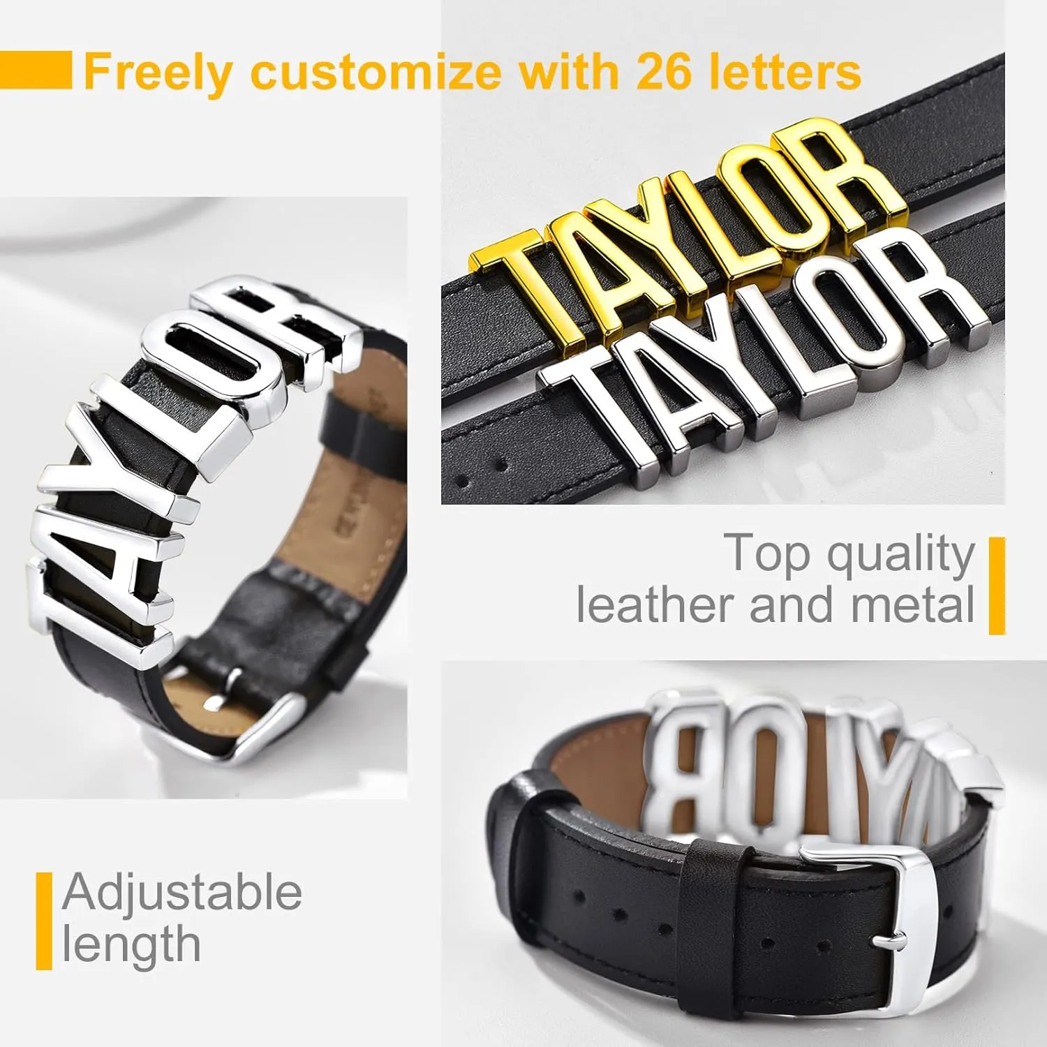 Bandmax Personalized Leather Choker Collar with Letters Custom Alphabet Black Leather Choker Necklace Cosplay Punk Cute Customized Chokers