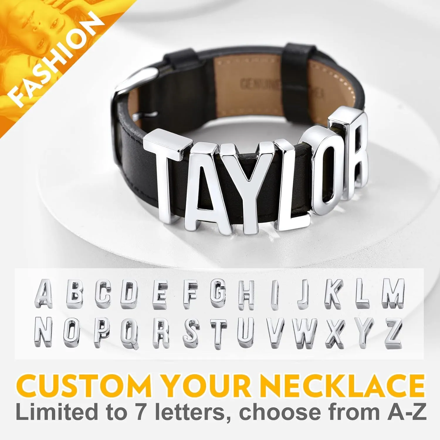 Bandmax Personalized Leather Choker Collar with Letters Custom Alphabet Black Leather Choker Necklace Cosplay Punk Cute Customized Chokers