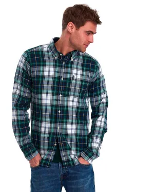 Barbour Highland Check 20 Classic Tartan Button down Collar Tailored Fit In Navy & Green