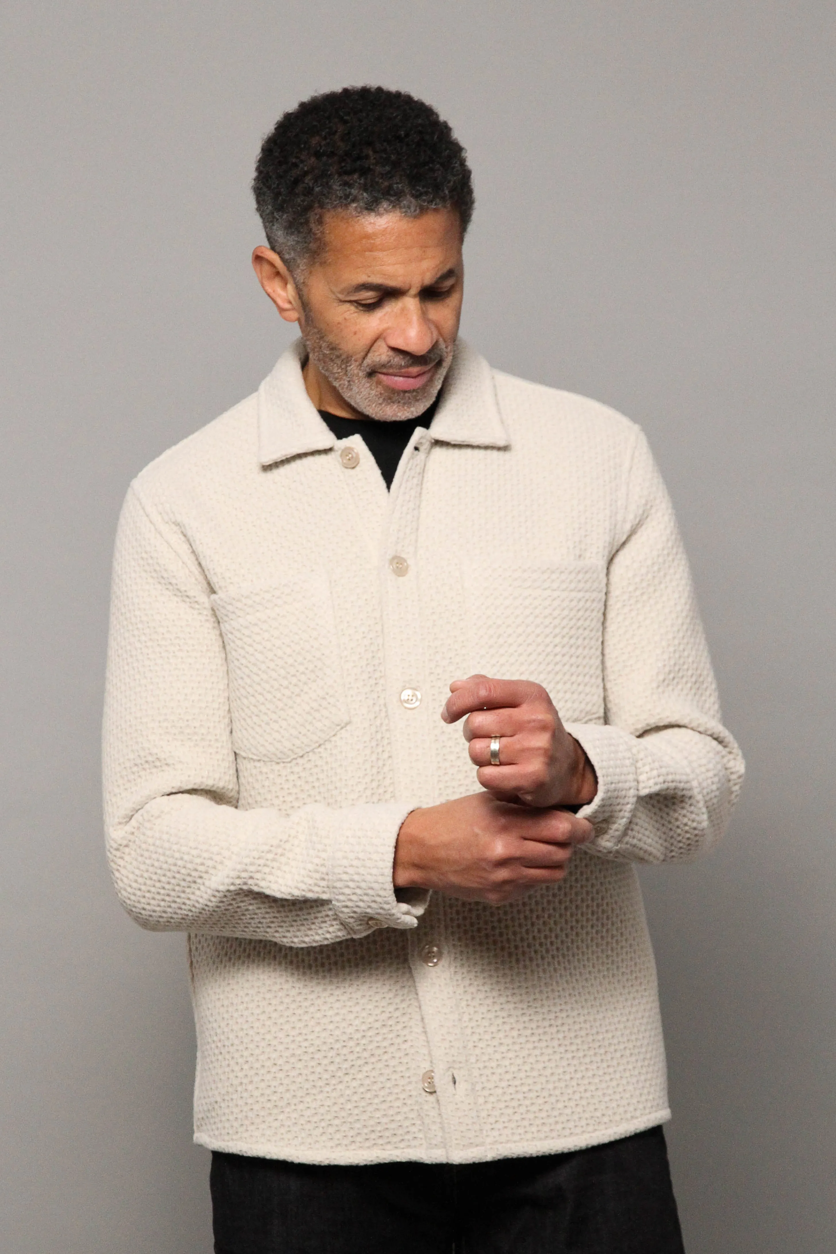 Bart Overshirt - Plain Ecru Waffle