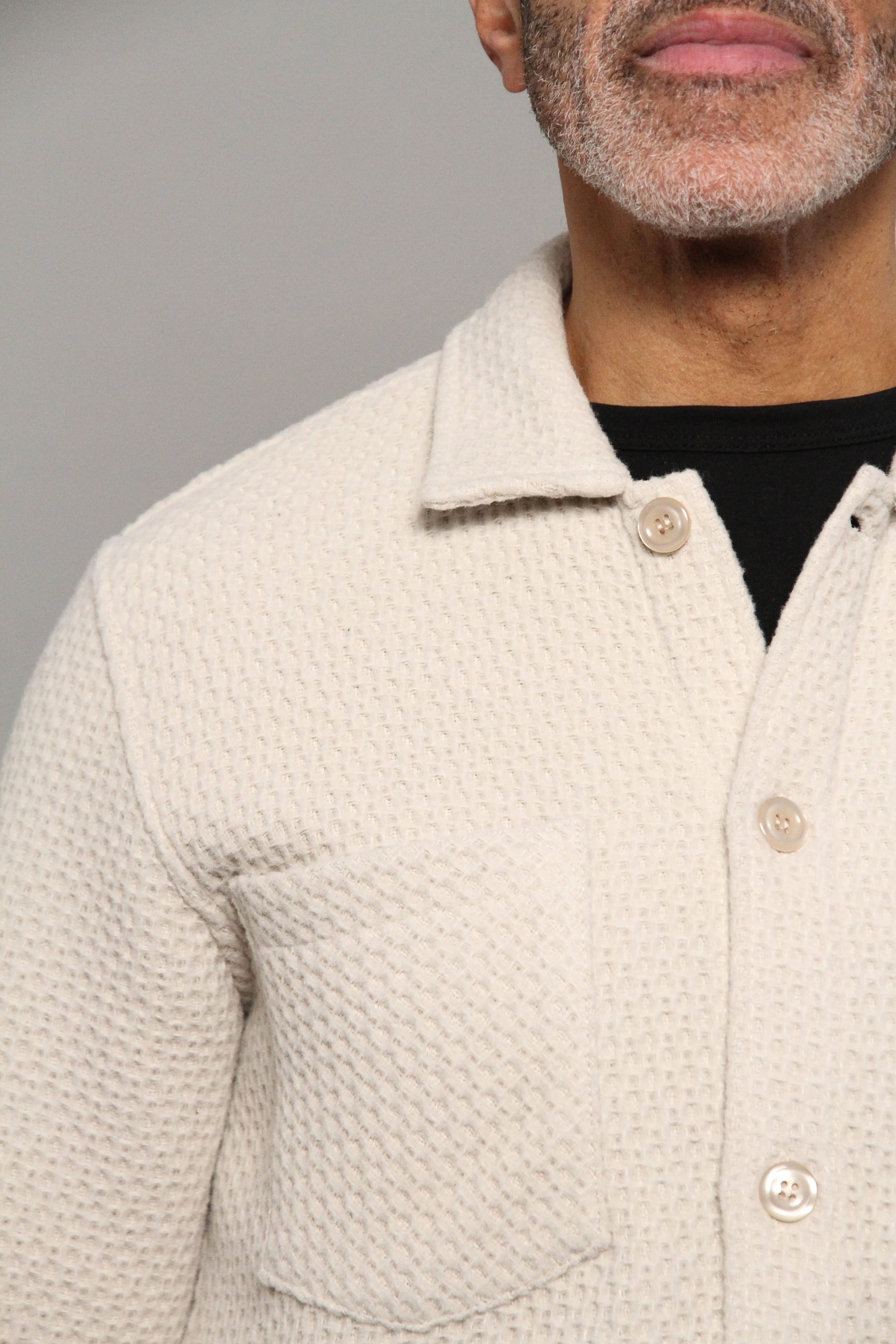 Bart Overshirt - Plain Ecru Waffle