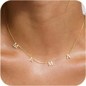 BAYLAY Mama Necklaces for Women - 18K Gold Plated Dainty Mom Necklace Choker Necklaces Cute Mama Pendant Necklace Non Tarnish Christmas Gifts for Mom New Mom Gifts for Women Dainty Jewelry