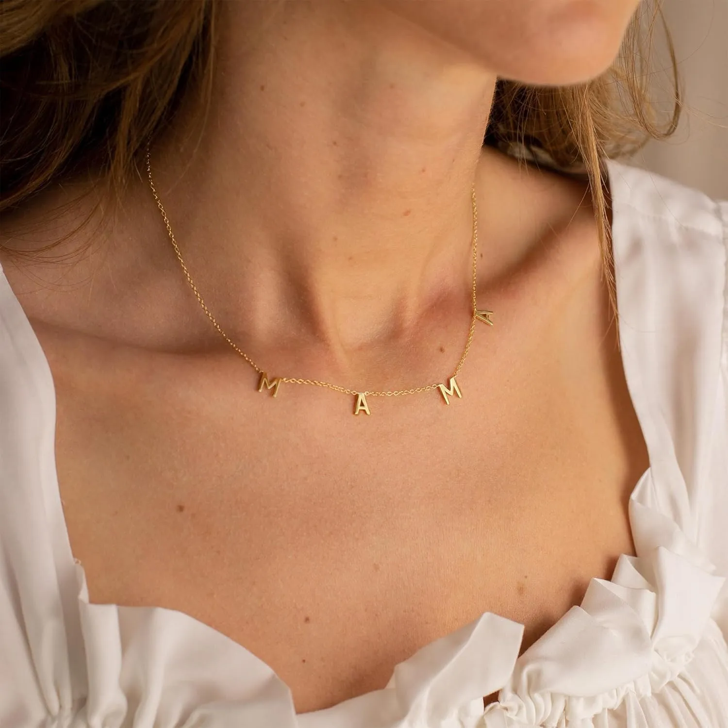 BAYLAY Mama Necklaces for Women - 18K Gold Plated Dainty Mom Necklace Choker Necklaces Cute Mama Pendant Necklace Non Tarnish Christmas Gifts for Mom New Mom Gifts for Women Dainty Jewelry