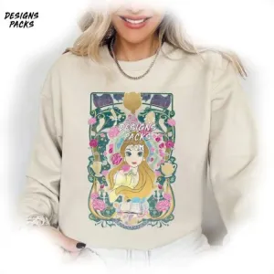 Belle Princess Cartoon land Princess Retro Beauty And The Beast Belle PNG Design