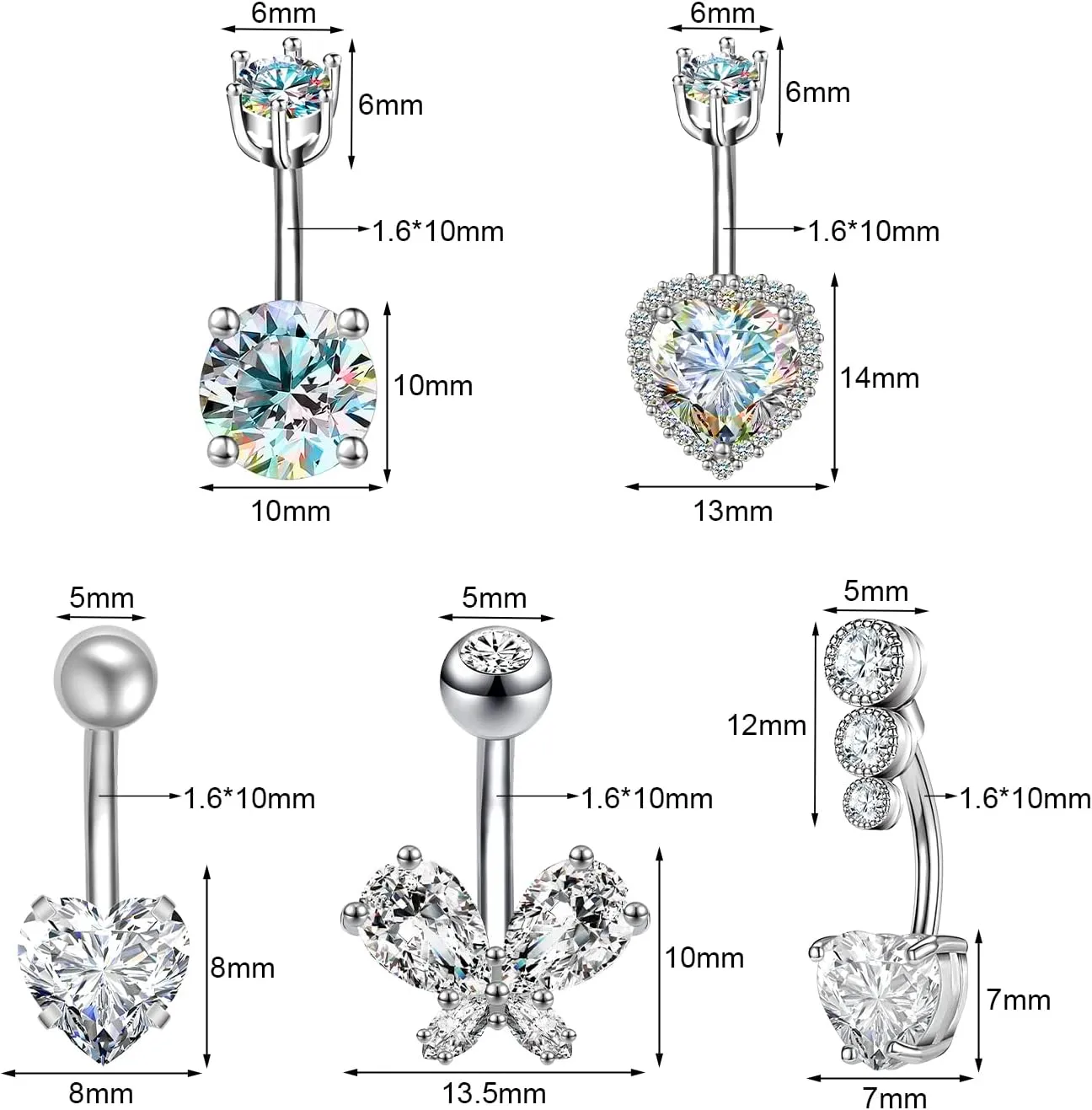 Belly Button Rings: Hypoallergenic Surgical Steel and Gold Clicker Rings