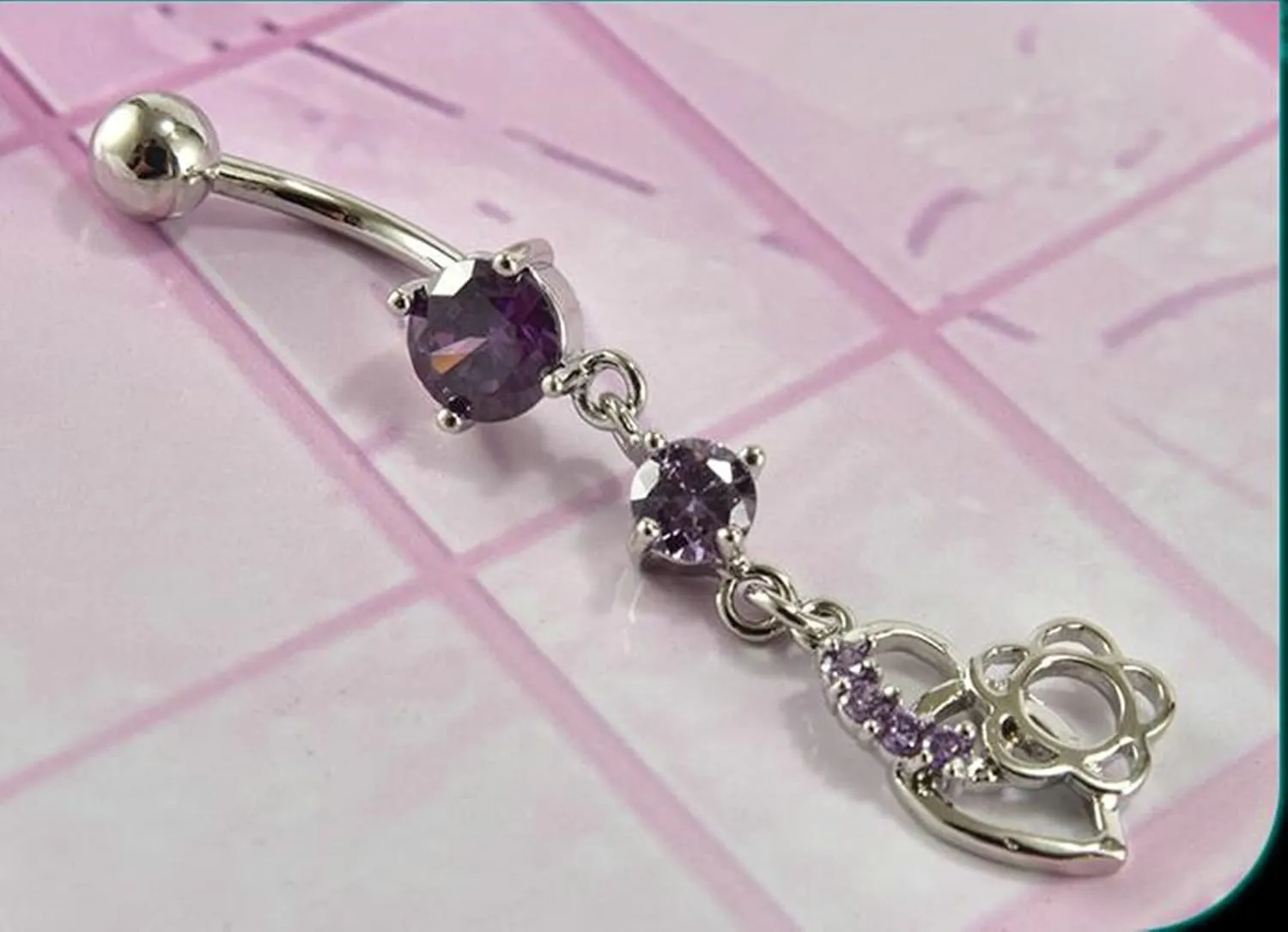 Belly Button Rings Surgical Steel Heart, 14 Gauge Navel Rings Surgical Steel Cubic Zirconia Navel Rings Unique