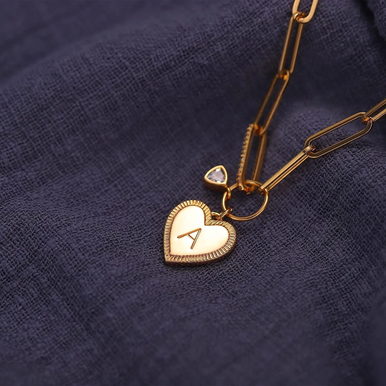 Bemoly Gold Bracelets for Women Dainty Initial Heart Paperclip Letter Bracelet Link Jewelry 14k Gold Plated Chunky Chain Friendship Bracelet