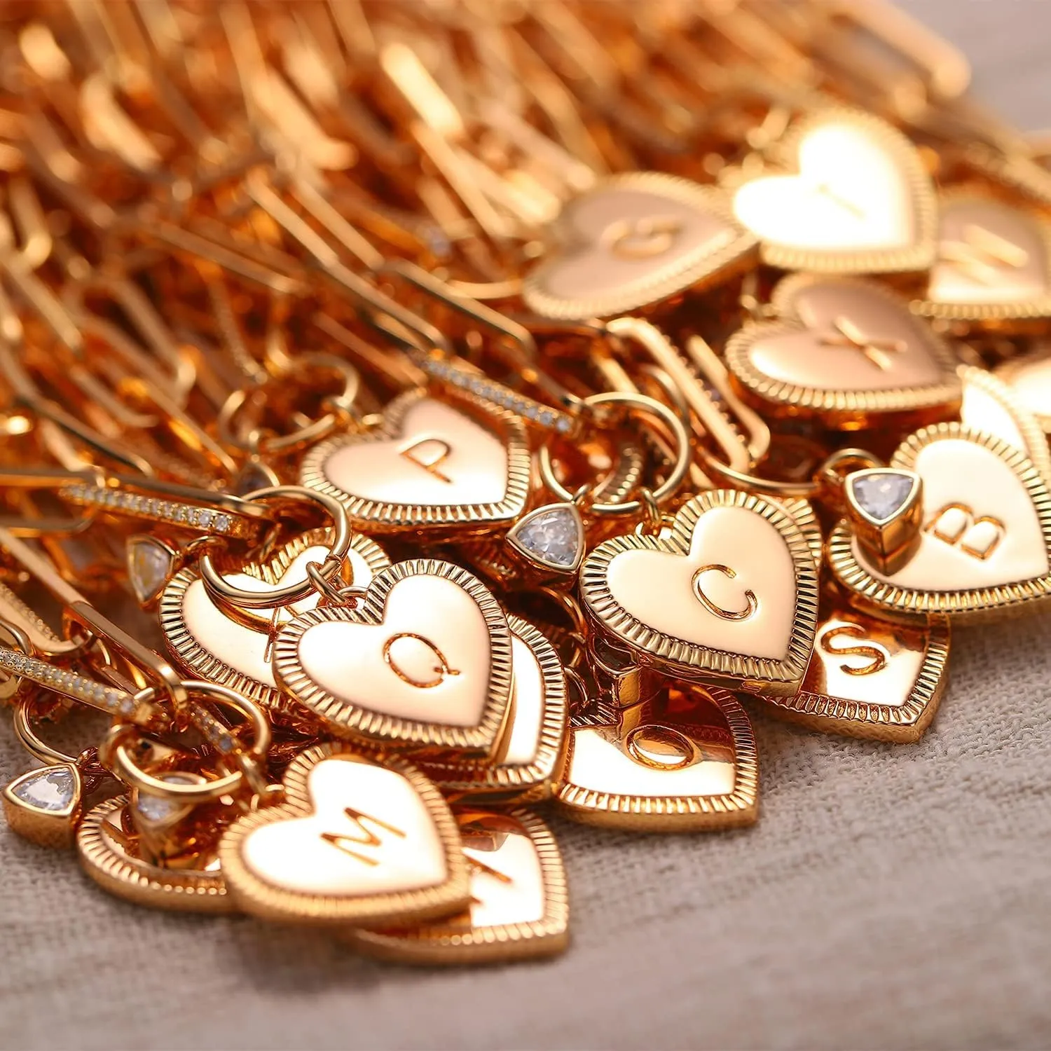Bemoly Gold Bracelets for Women Dainty Initial Heart Paperclip Letter Bracelet Link Jewelry 14k Gold Plated Chunky Chain Friendship Bracelet