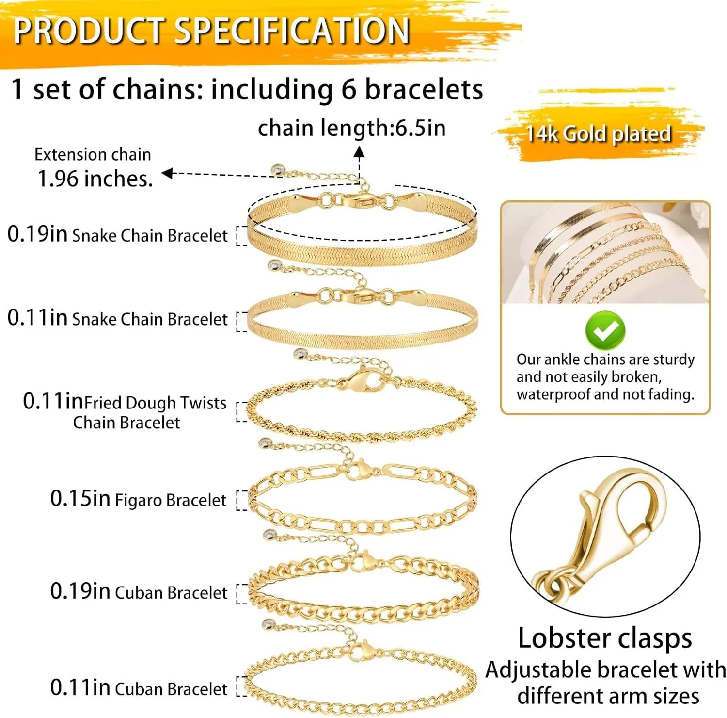 BERISO Gold Bracelets Sets for Women 14K Gold Plated Cuban Link Paperclip Chain Adjustable Layered Metal Link Bracelet Set Dainty Bracelet Pack Gifts for Women