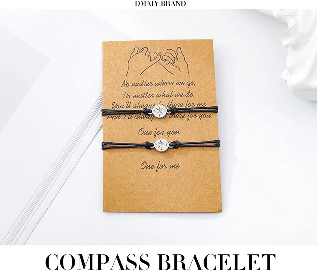 Best Friend Bracelets Friendship Lovers Bracelets Braide Rope Bracelet Set with Card BFF Handmade for Women and Men