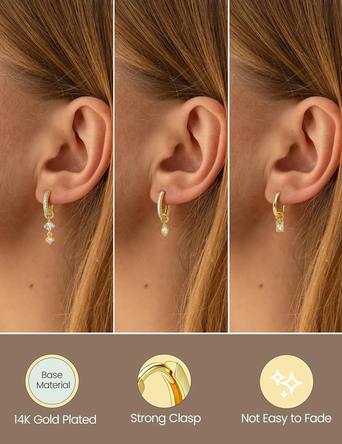 Besteel Small Gold Hoop Earrings for Women  Hypoallergenic 14K Gold Plated Hoops Cartilage Earring Sets for Multiple Piercing Dainty Silver Huggie Stud Earring Stacks with Charm