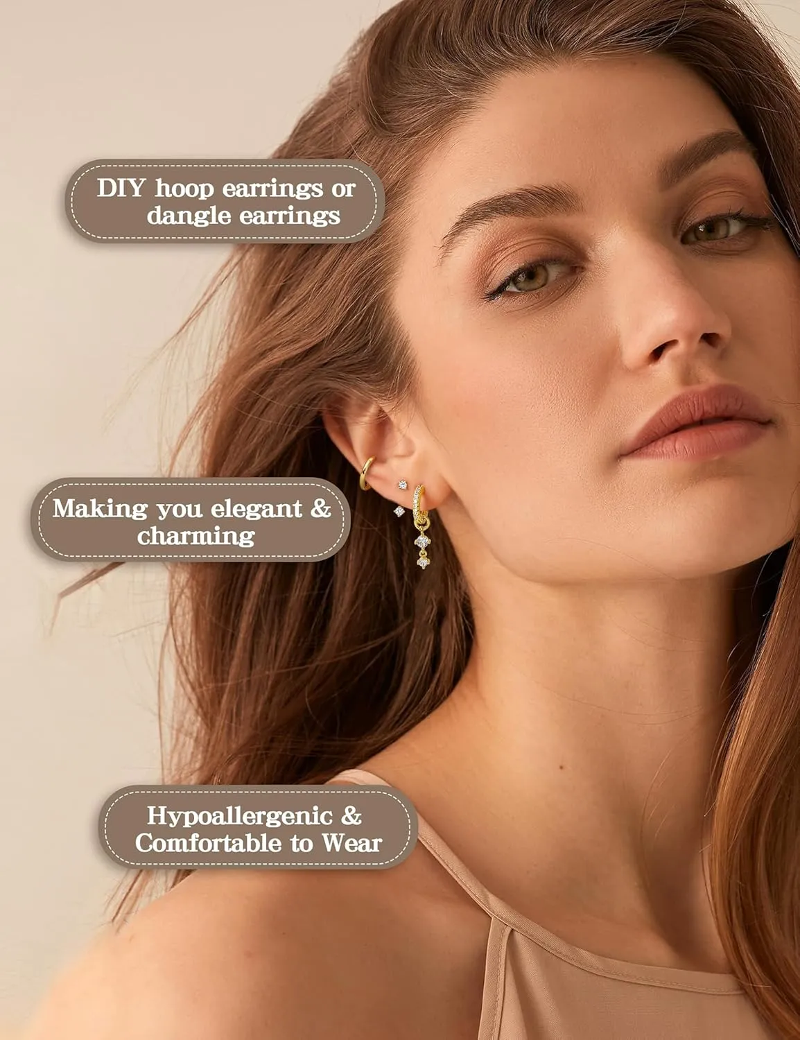Besteel Small Gold Hoop Earrings for Women  Hypoallergenic 14K Gold Plated Hoops Cartilage Earring Sets for Multiple Piercing Dainty Silver Huggie Stud Earring Stacks with Charm