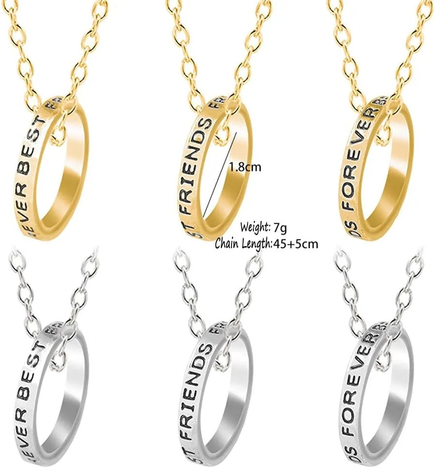 BFF Best Friends Necklace Rings for Women Men Initial Letter Best Friend Forever Love Heart Rings Necklace for 2 3 Gradution Jewelry Set