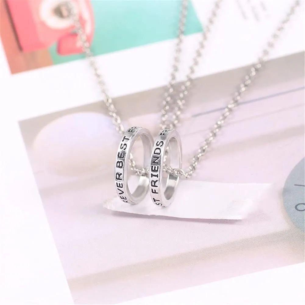 BFF Best Friends Necklace Rings for Women Men Initial Letter Best Friend Forever Love Heart Rings Necklace for 2 3 Gradution Jewelry Set