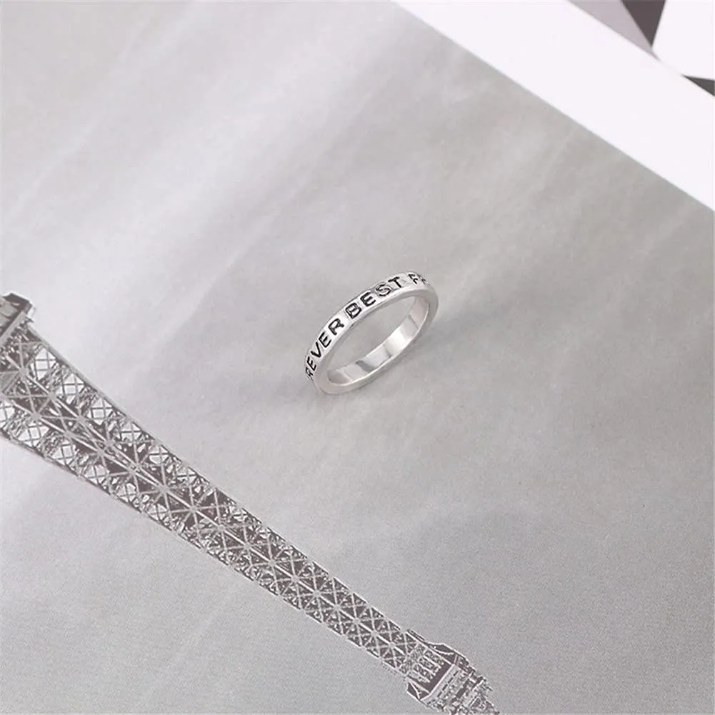 BFF Best Friends Necklace Rings for Women Men Initial Letter Best Friend Forever Love Heart Rings Necklace for 2 3 Gradution Jewelry Set