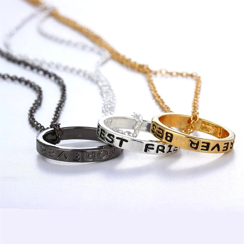 BFF Best Friends Necklace Rings for Women Men Initial Letter Best Friend Forever Love Heart Rings Necklace for 2 3 Gradution Jewelry Set