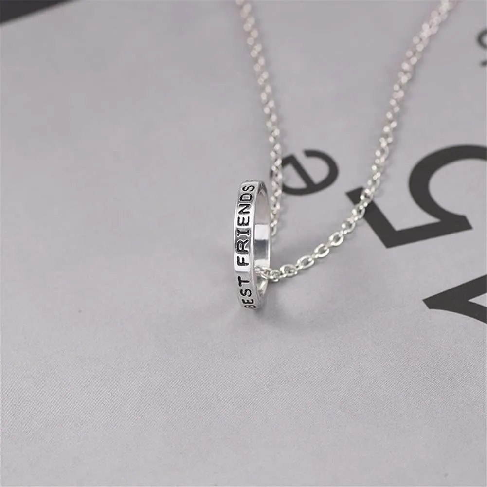 BFF Best Friends Necklace Rings for Women Men Initial Letter Best Friend Forever Love Heart Rings Necklace for 2 3 Gradution Jewelry Set