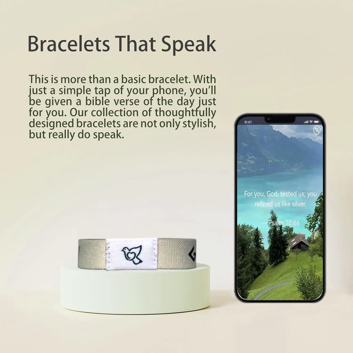 Bible Verse BraceletWearable Bible Verse Bracelet with NFC,for Men,Women,Teens,Daily Spiritual Energy Scripture Bracelets(Christian bracelet white)