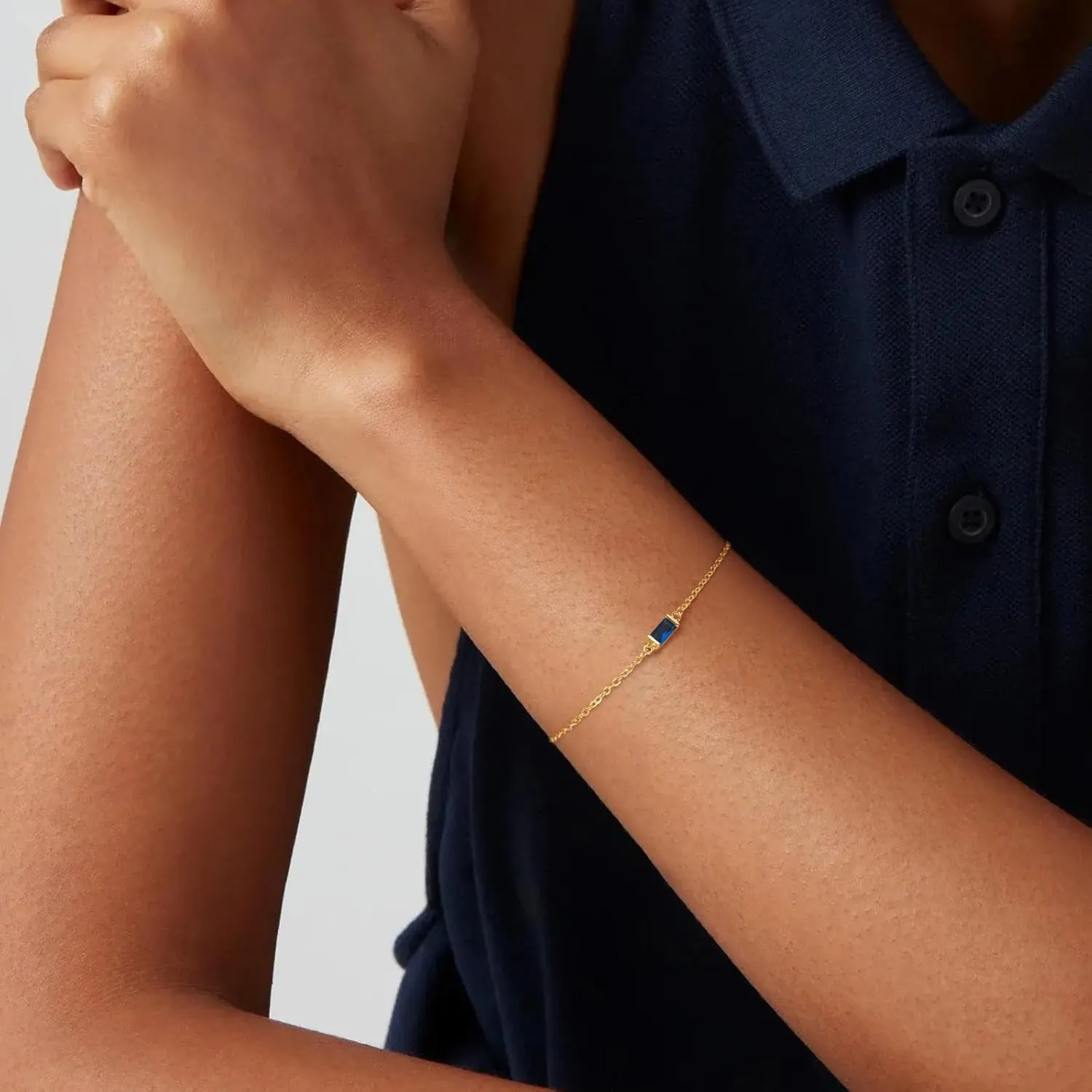 Birthstone Gold Bracelets for Women: Dainty Chain Bracelet 14k Gold Plated Link Birth Stone Charm Bracelets Thin Adiustable Chain for Women Fashion Trendy Gold Jewelry Gifts for Mom Friend