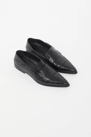Black Embossed Leather Loafer
