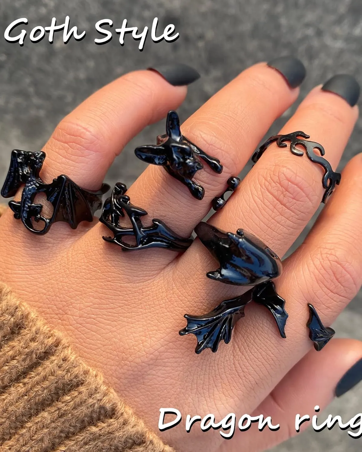 Black Gothic Vintage Rings Set - 20-30 PCS Cool Punk Jewelry with Snake, Butterfly, and Star Stacking Rings, Gift for Men, Women, Boys