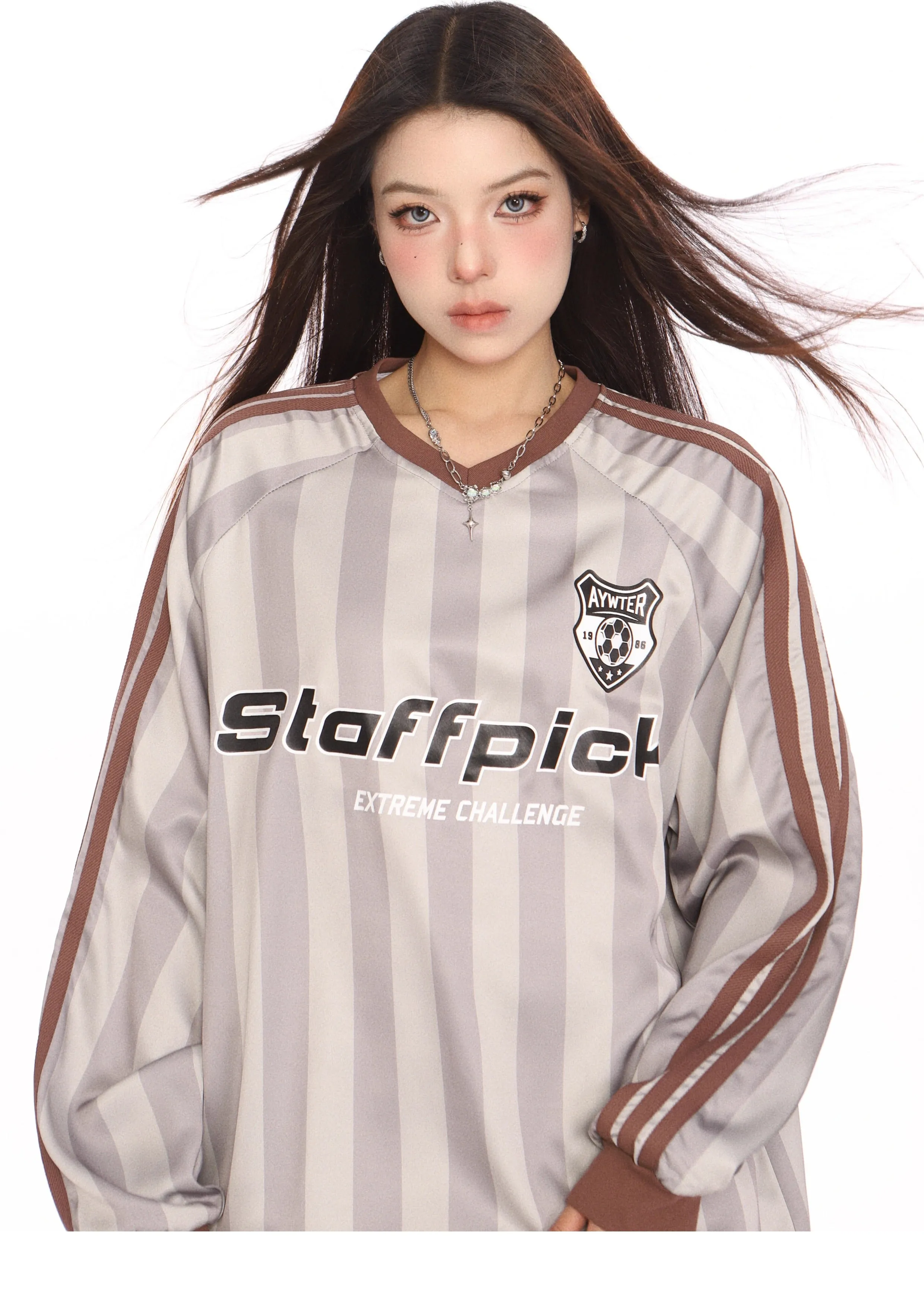 Blokecore sporty graphic striped oversized jersey