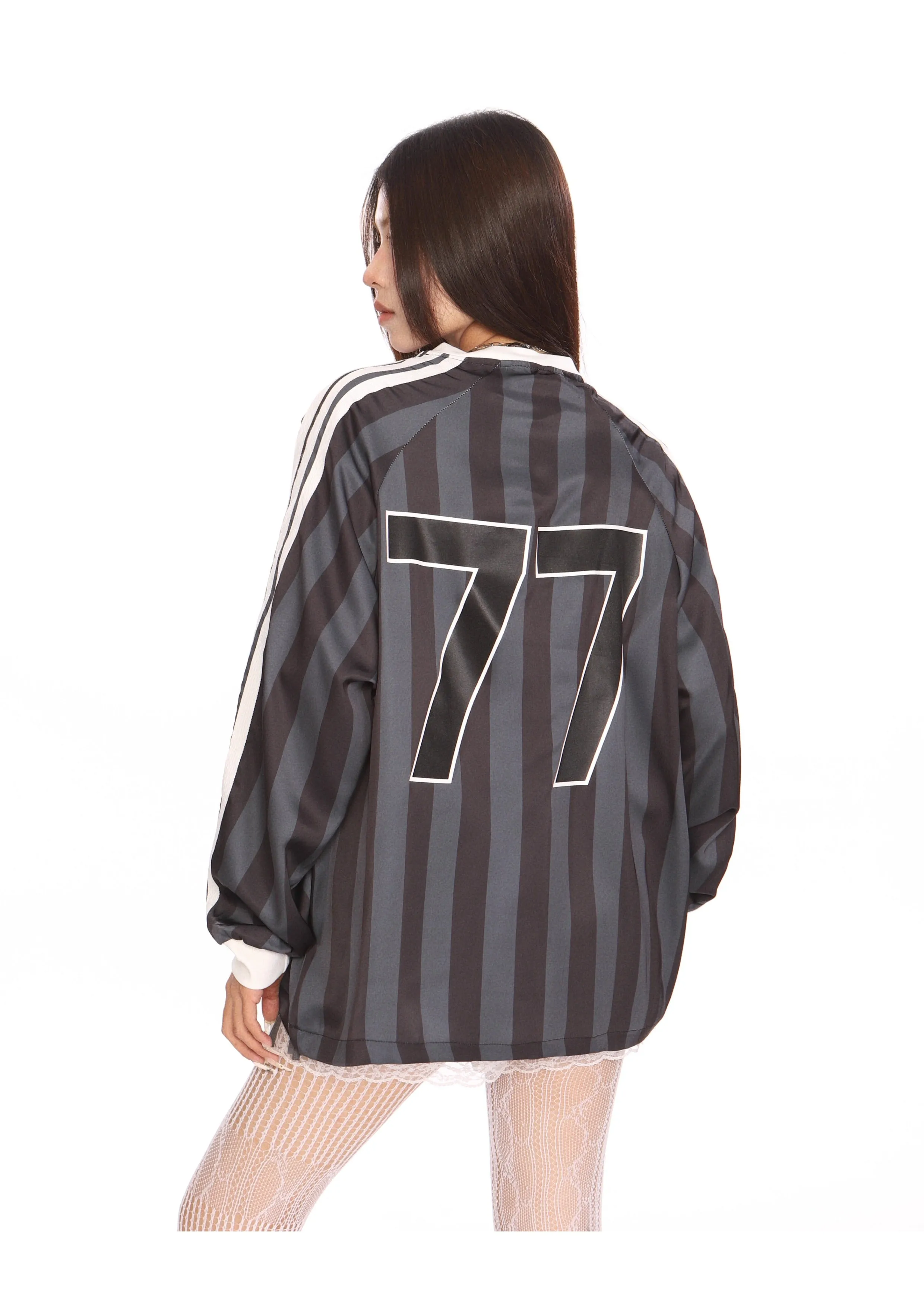 Blokecore sporty graphic striped oversized jersey