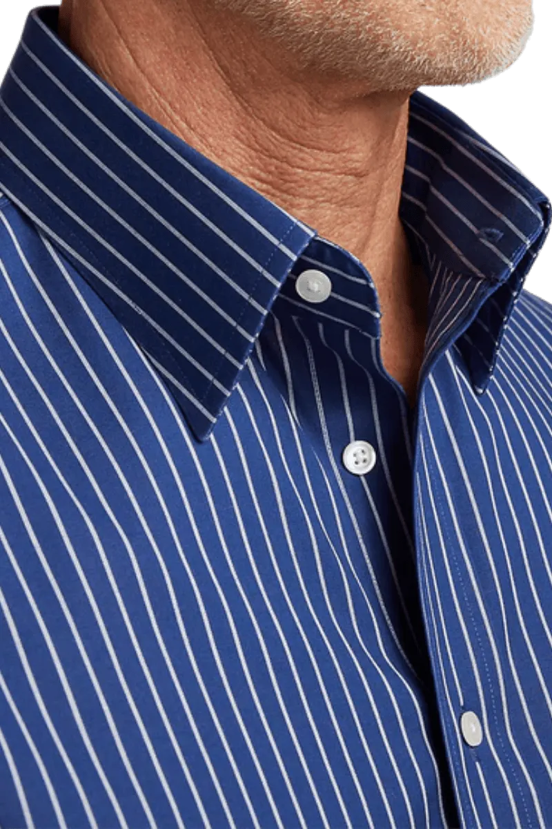 Blue Stretch Non-Iron Stripe Formal Shirt