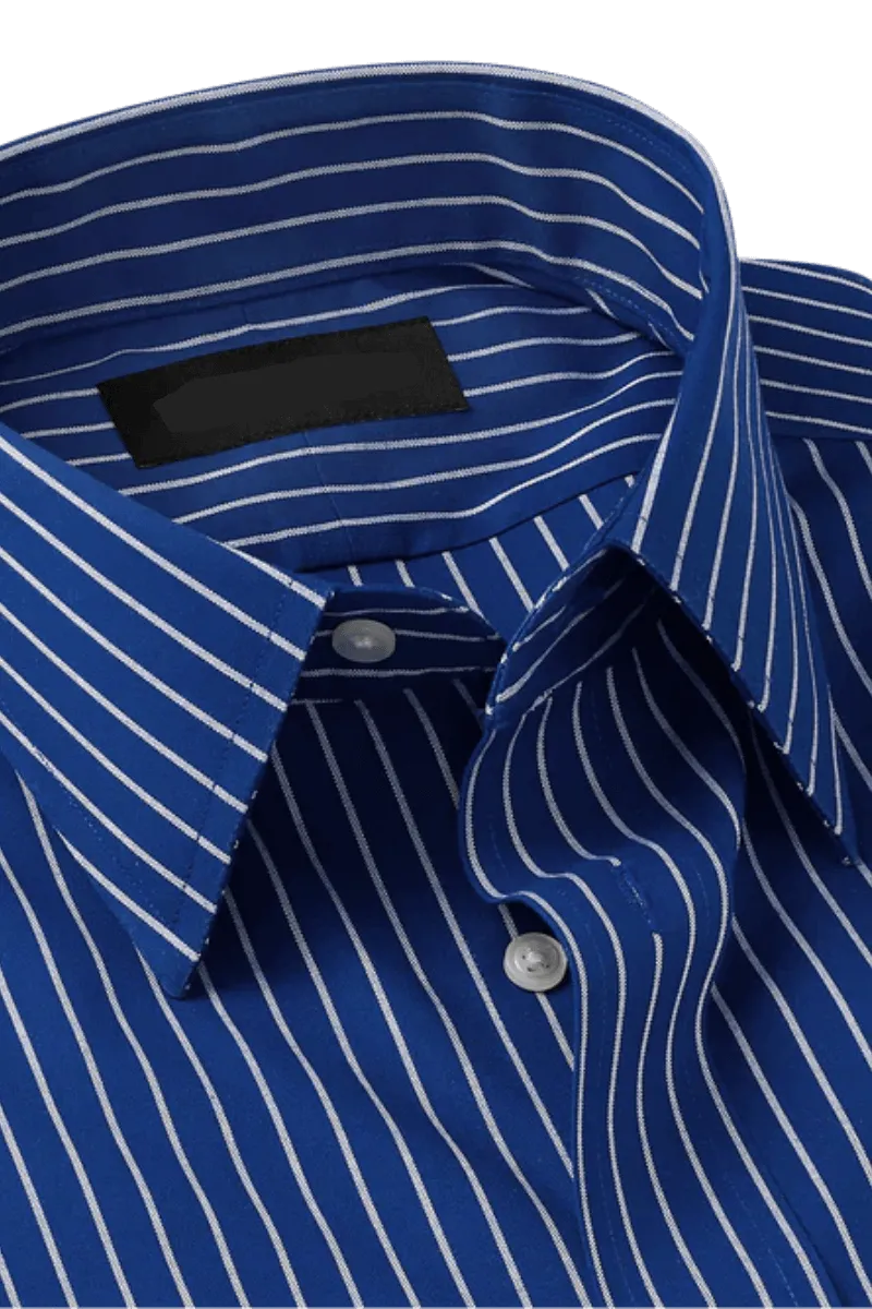 Blue Stretch Non-Iron Stripe Formal Shirt