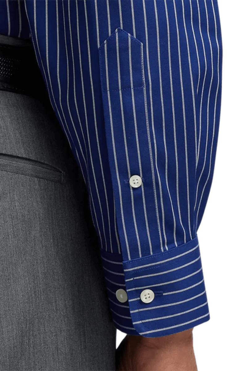 Blue Stretch Non-Iron Stripe Formal Shirt