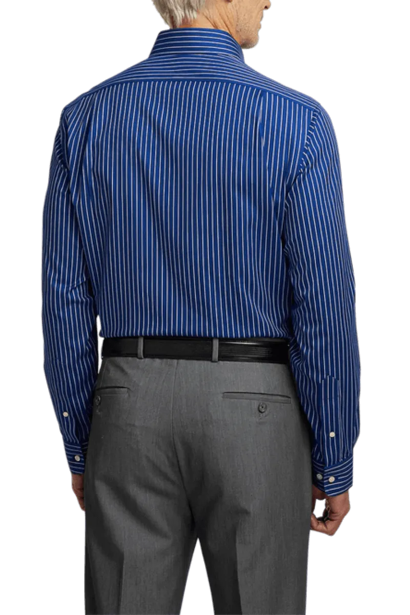 Blue Stretch Non-Iron Stripe Formal Shirt