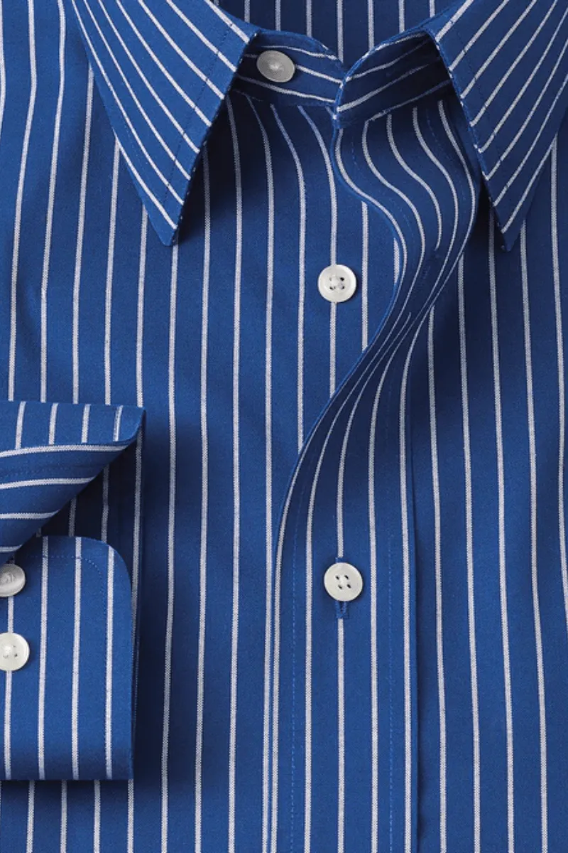 Blue Stretch Non-Iron Stripe Formal Shirt
