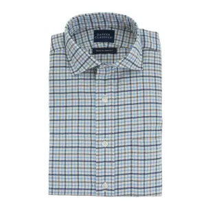 Blue with Navy, Gray and Cream Plaid Sport Shirt Extra Trim Fit