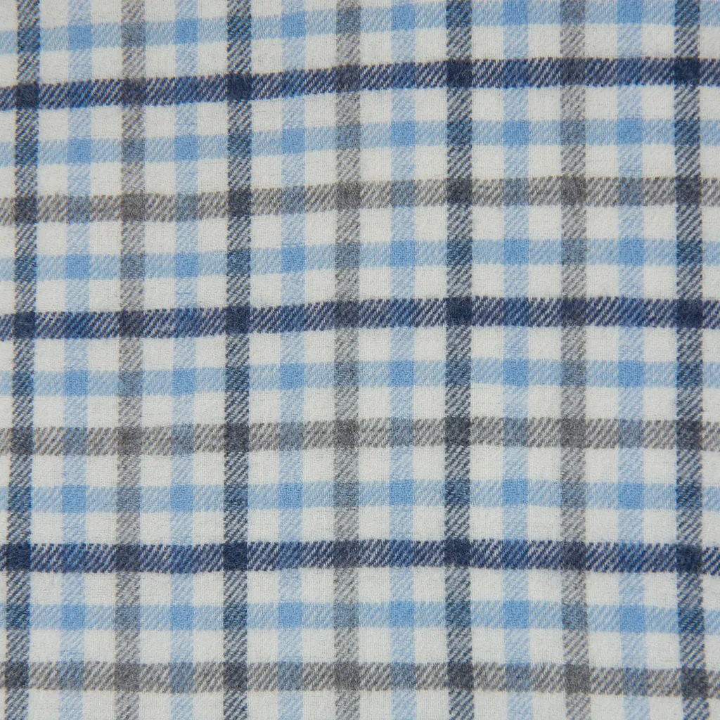 Blue with Navy, Gray and Cream Plaid Sport Shirt Extra Trim Fit
