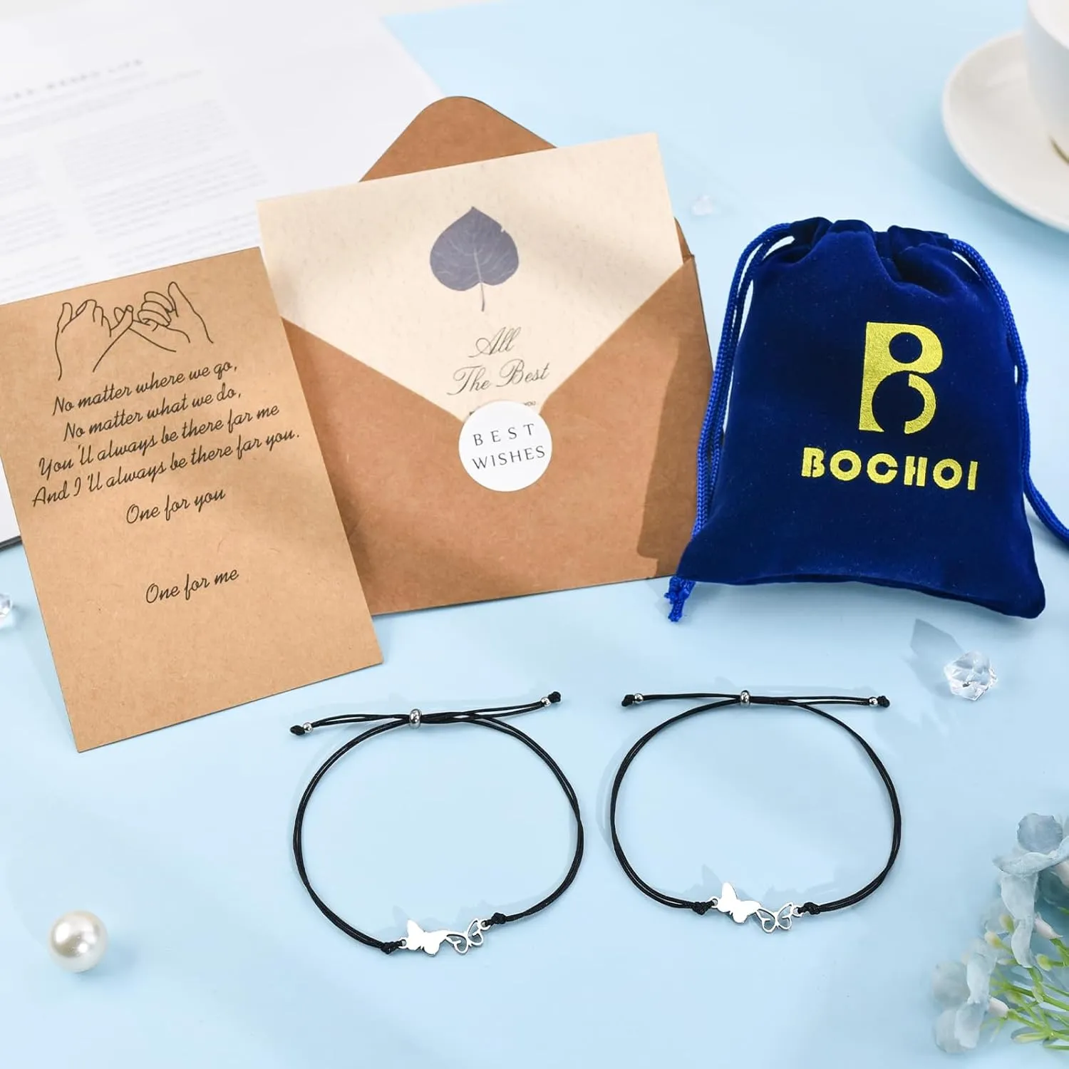 BOCHOI Pinky Promise Distance Matching Bracelets for Couples Best Friend BFF Friendship Bracelet Mother Daughter Girl Him Her Girlfriend Boyfriend