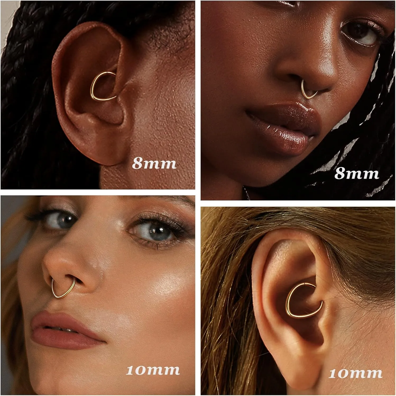 BodyBonita 16G Teardrop Septum Rings - G23 Titanium Nose Rings Hoops Seamless Hinged Cartilage Conch Daith Helix Rook Earrings Piercings Septum Jewelry for Women Men Gold/Silver/Black/Rose Gold