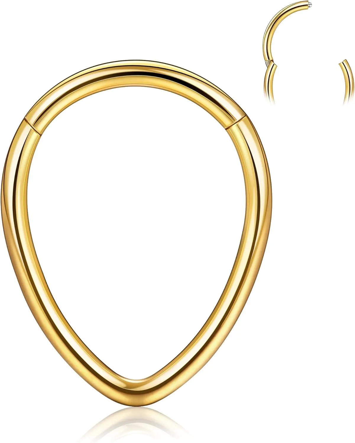 BodyBonita 16G Teardrop Septum Rings - G23 Titanium Nose Rings Hoops Seamless Hinged Cartilage Conch Daith Helix Rook Earrings Piercings Septum Jewelry for Women Men Gold/Silver/Black/Rose Gold