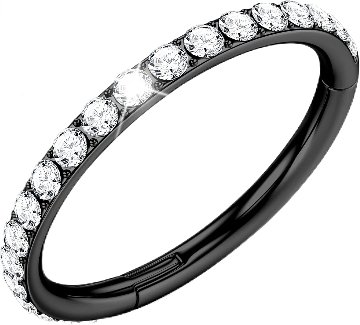BodyBonita Clear CZ Nose Rings Hoop - 316L Surgical Steel Body Piercing Hoop Clicker 20G/18G/16G Earrings Jewelry Cartilage Helix Rook Tragus Conch Daith Ring 6/7/8/9/10/11/12mm - Gold/Silver/Black