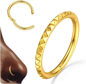 BodyBonita Segment Nose Rings Hoops - 316L Surgical Steel Nose Piercings Pyramid Septum Rings Lip Helix Daith Conch Jewelry