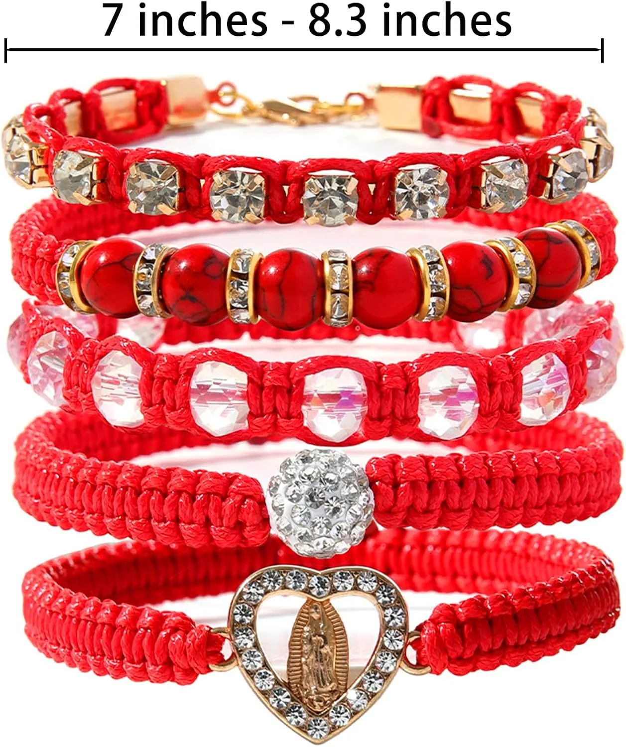 Bohemian Beaded Virgin Mary San Judas Bracelet Set, Boho Crystal Jewelry Birthday Gifts for Women Girls Teens