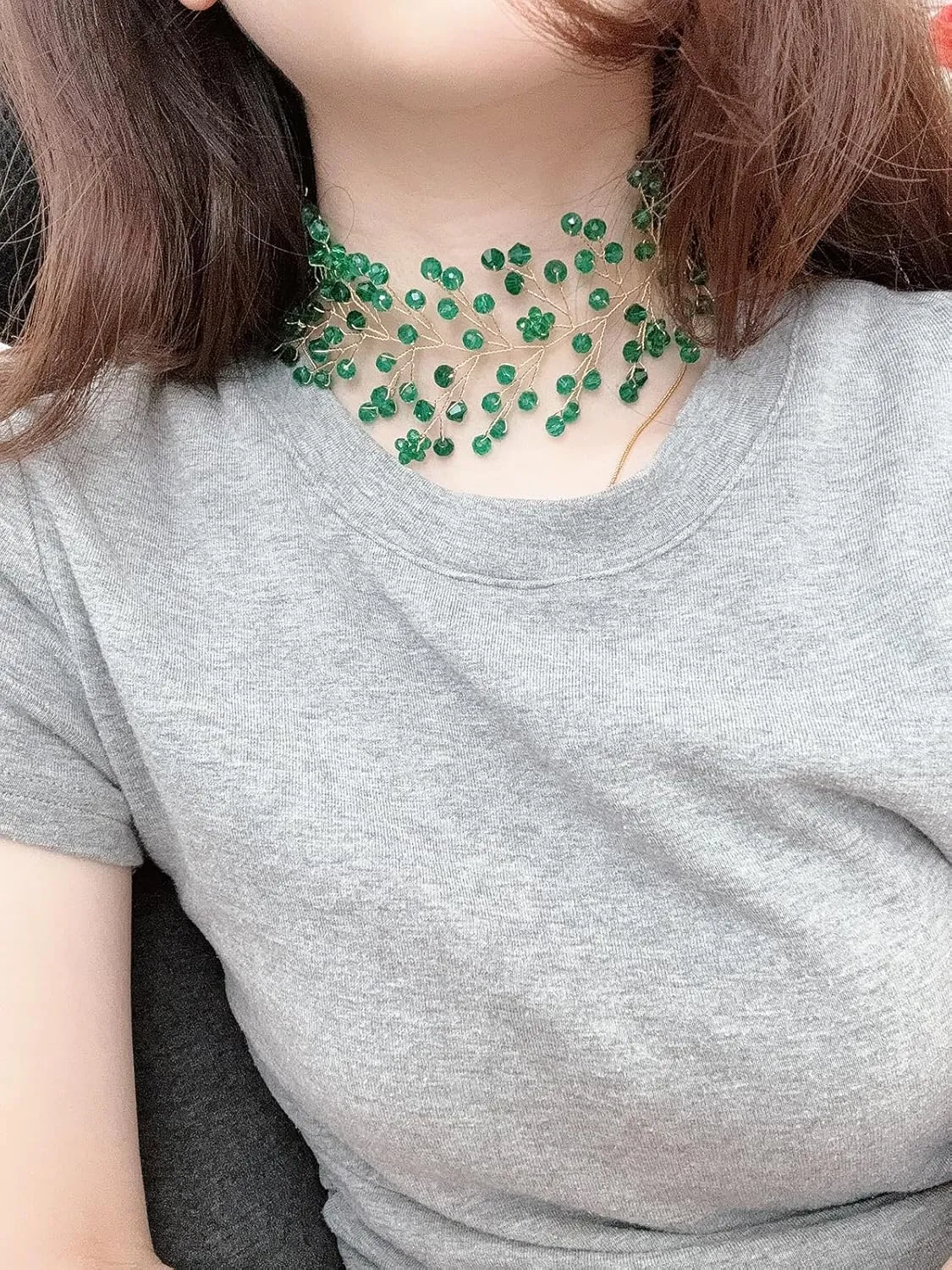 Bohemian Wide Crystal Choker Necklace for Women Handmade Gem Stone Chokers Bridal Chain Necklace for Party Wedding