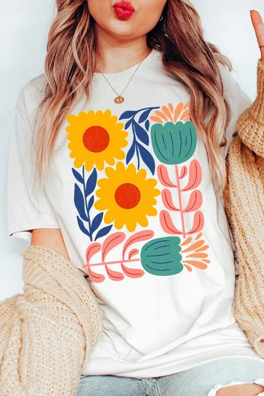 Boho Abstract Floral  Graphic T Shirts