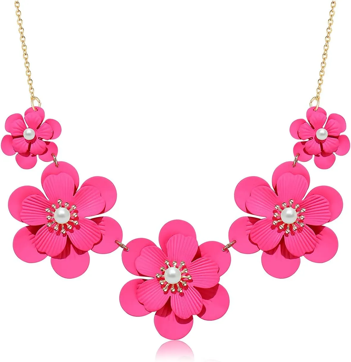 Boho Choker Necklace for Women Cute Flower Collar Necklace Statement Chunky Pearl Charm Summer Beach Chokers Necklaces Gifts for Women