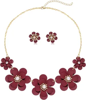 Boho Choker Necklace for Women Cute Flower Collar Necklace Statement Chunky Pearl Charm Summer Beach Chokers Necklaces Gifts for Women