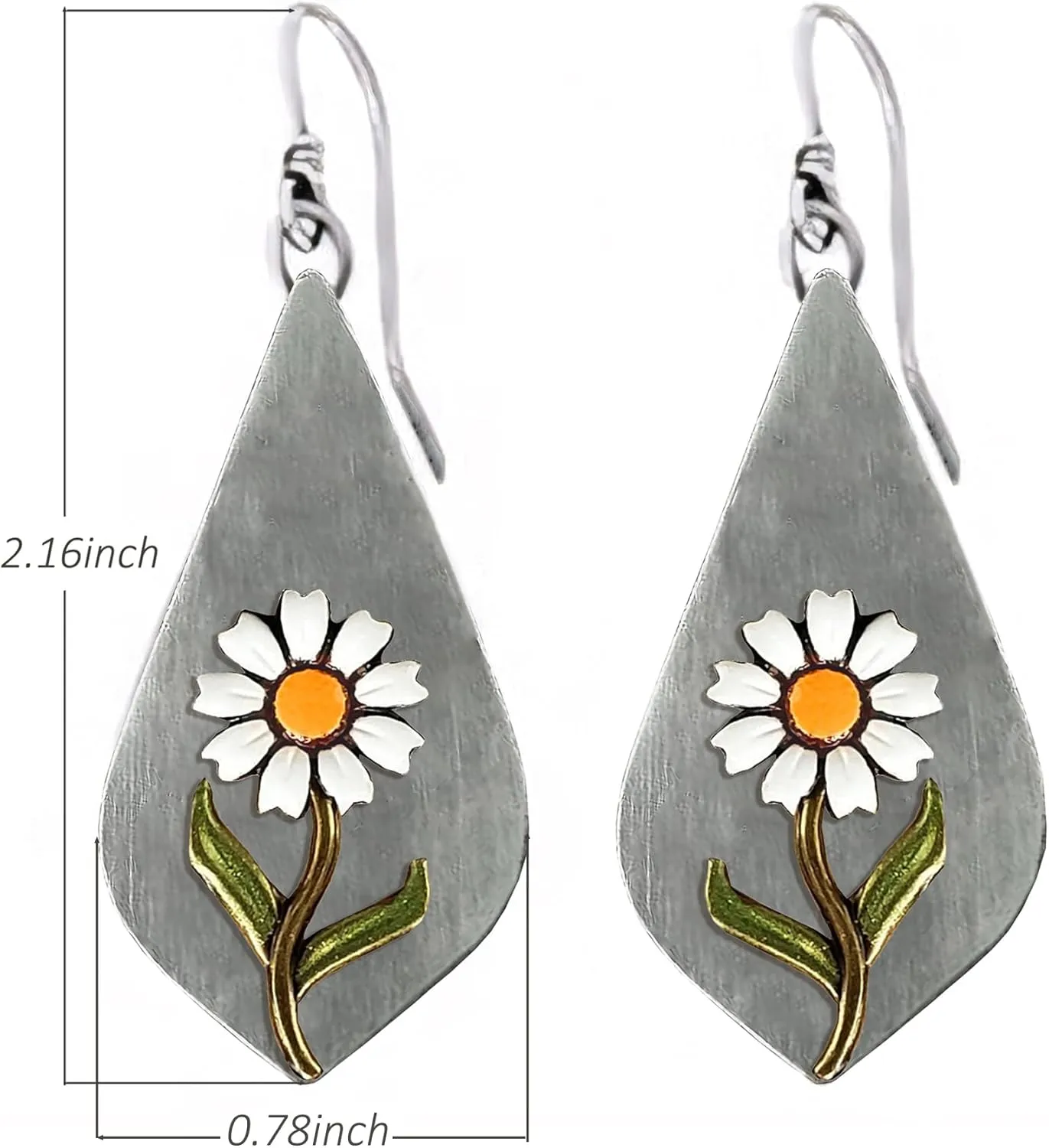Boho Earrings, Statement Earrings, Teardrop Sunflower Earrings, Dangle Ethnic Earrings for Women, Handmade Bohemian Trendy Boho Vintage Jewelry