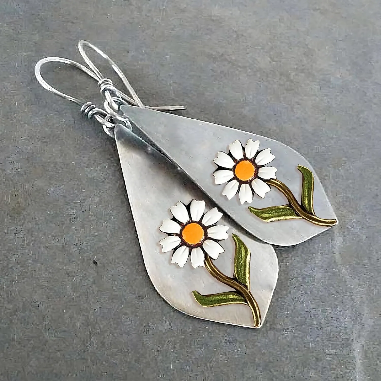 Boho Earrings, Statement Earrings, Teardrop Sunflower Earrings, Dangle Ethnic Earrings for Women, Handmade Bohemian Trendy Boho Vintage Jewelry