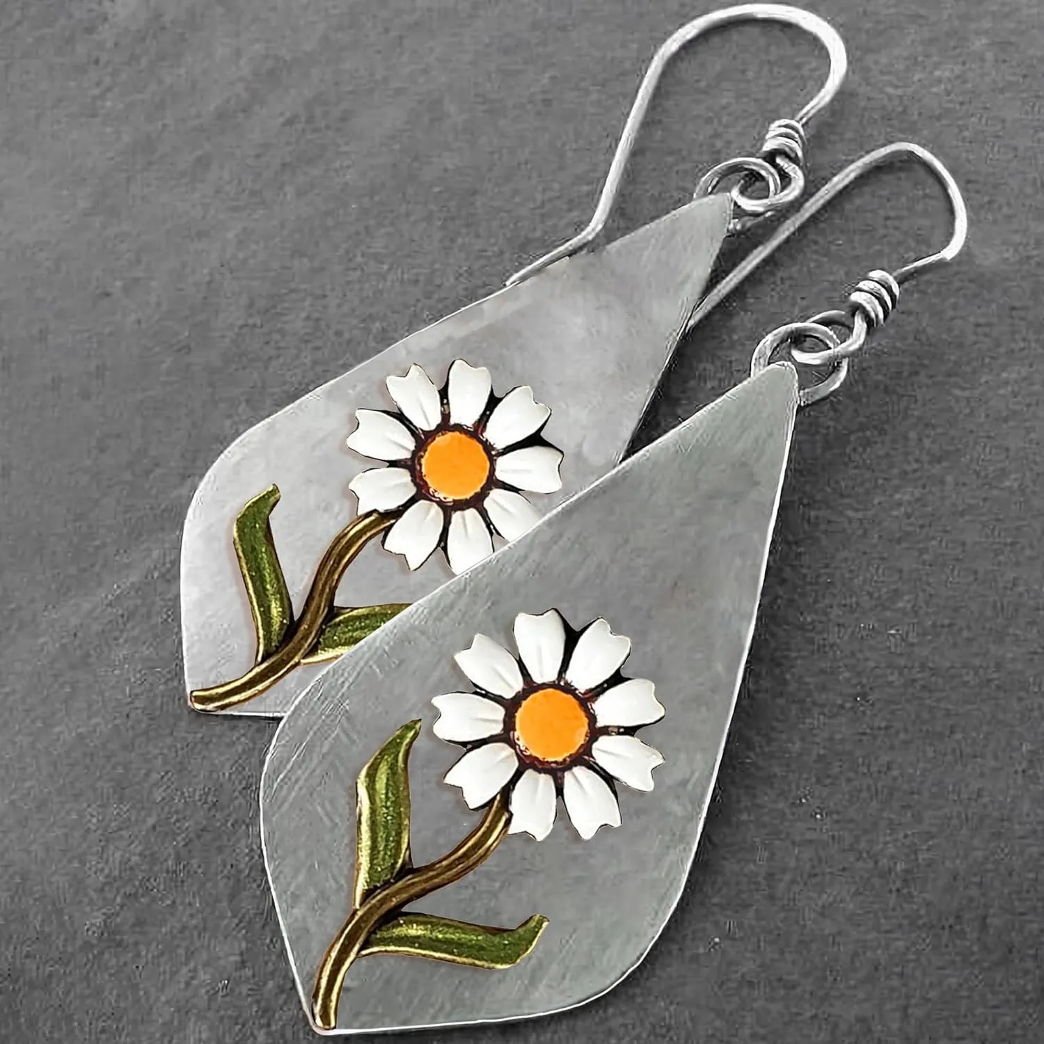 Boho Earrings, Statement Earrings, Teardrop Sunflower Earrings, Dangle Ethnic Earrings for Women, Handmade Bohemian Trendy Boho Vintage Jewelry